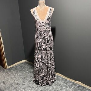 Free People Black and Pink Floral Maxi Dress